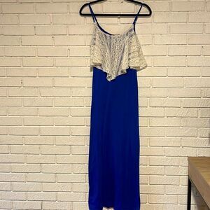 Rebellious One- Bohemian Style Floor Length Maxi Dress with Lace Detail- Size S
